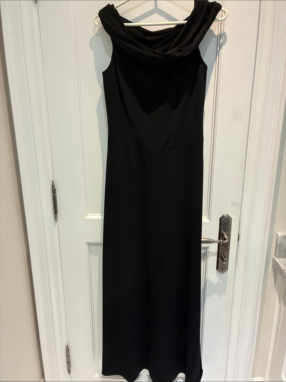 Laundry By Shelli Segal Black Draped Cowl Neck Maxi Dress 👵MT